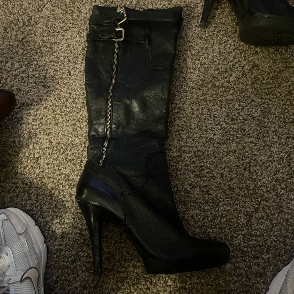 Women’s tall 3:5 heel Nine West black boots - Picture 3 of 14